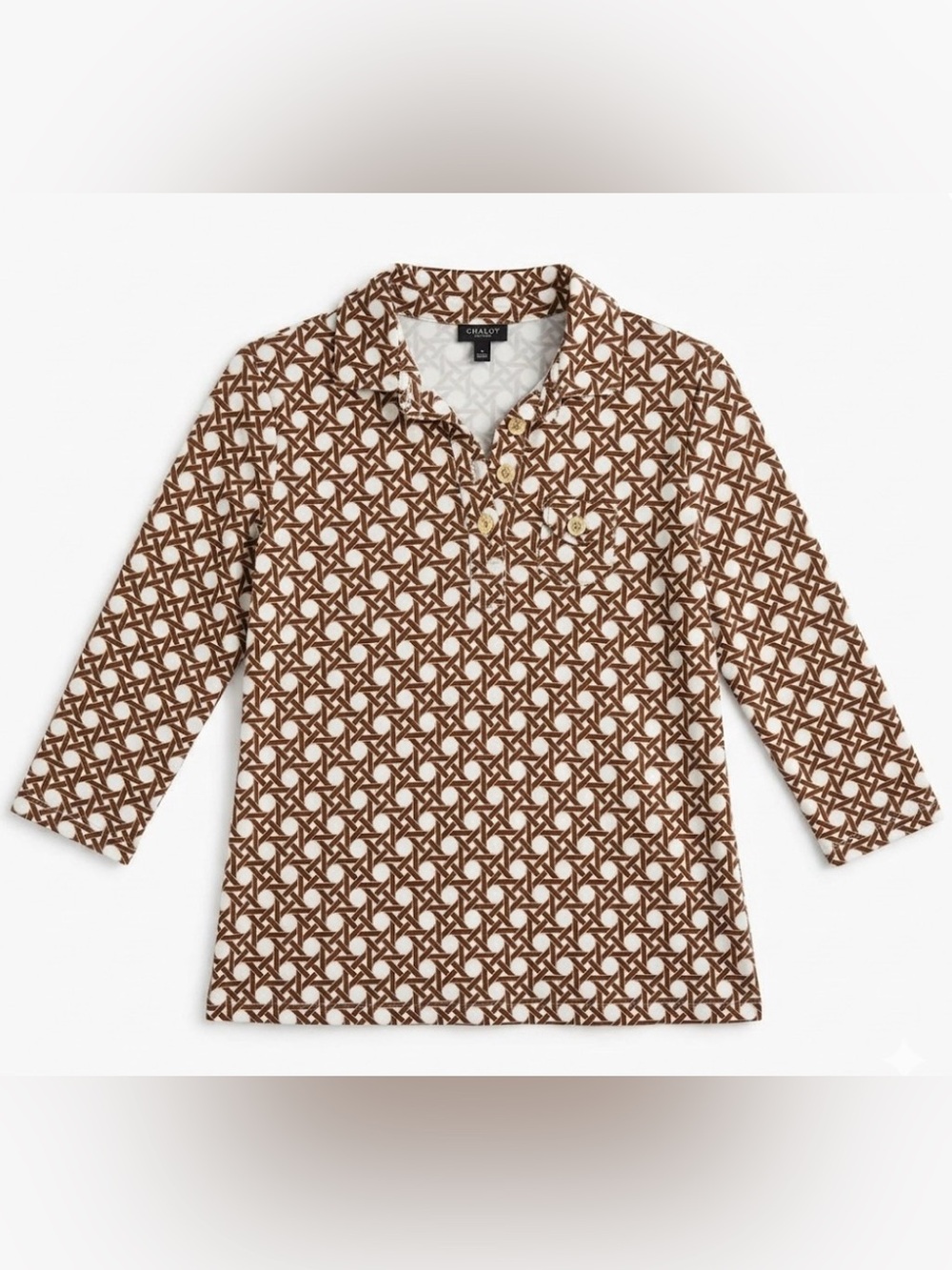 Talbots | Brown Gold 3/4 Sleeve Top | S | p2p 17.5”